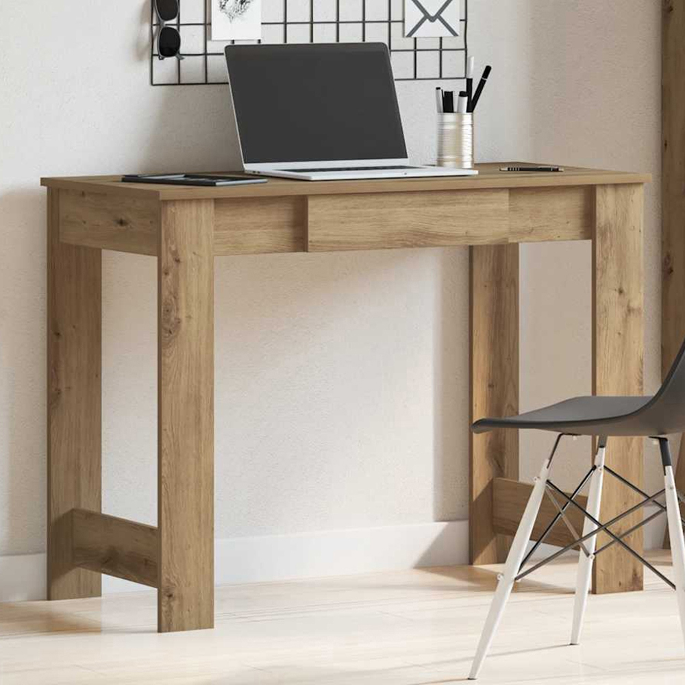 vidaXL Single Drawer Computer Desk Artisan Oak Image 1