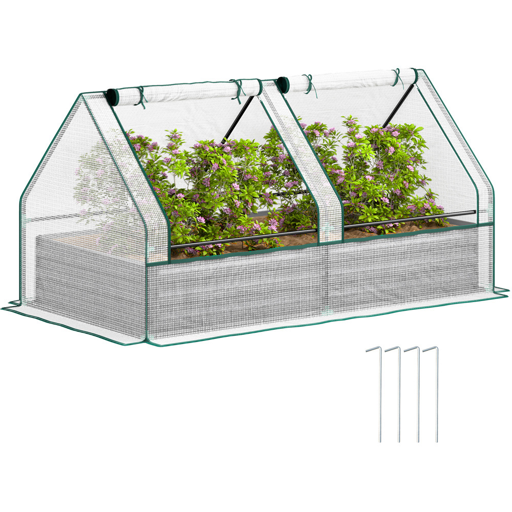 Outsunny White and Dark Grey 6 x 3.1ft Raised Garden Bed with Greenhouse Image 3