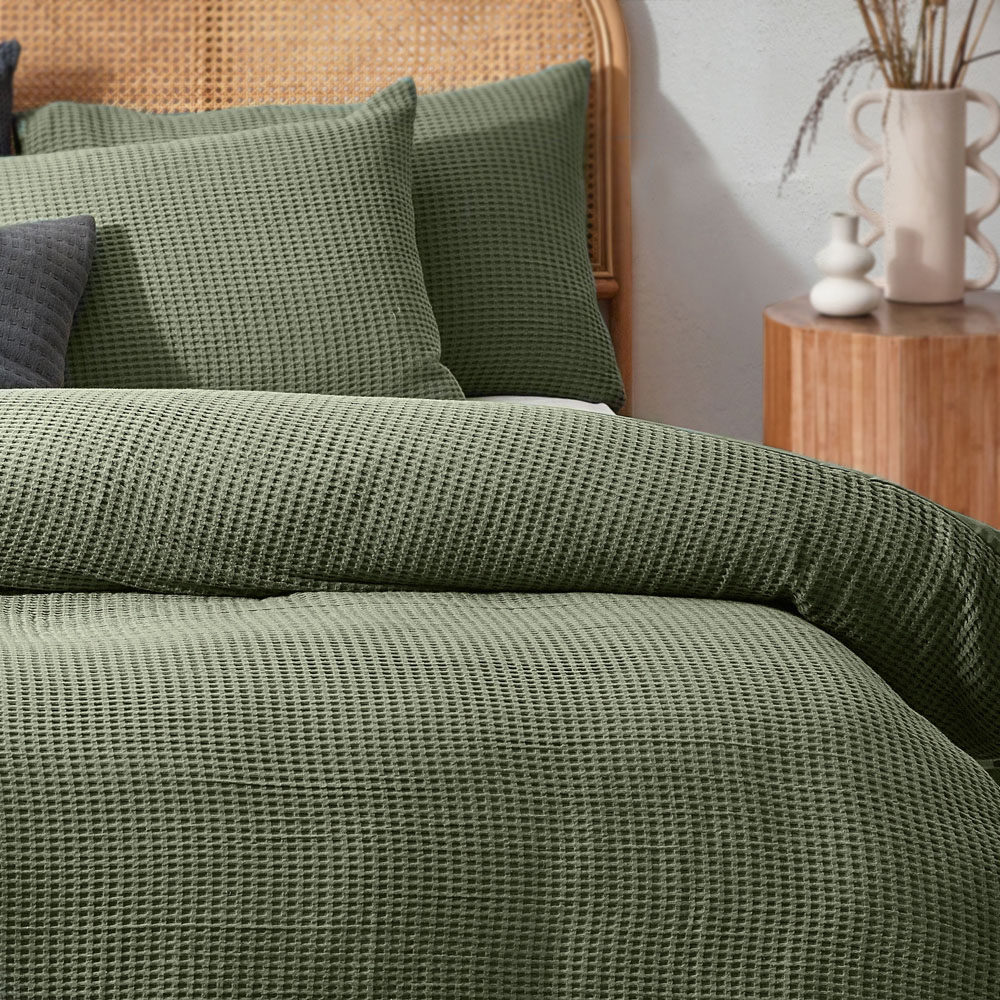 Yard King Size Eucalyptus Chunky Waffle Duvet Set Image 2