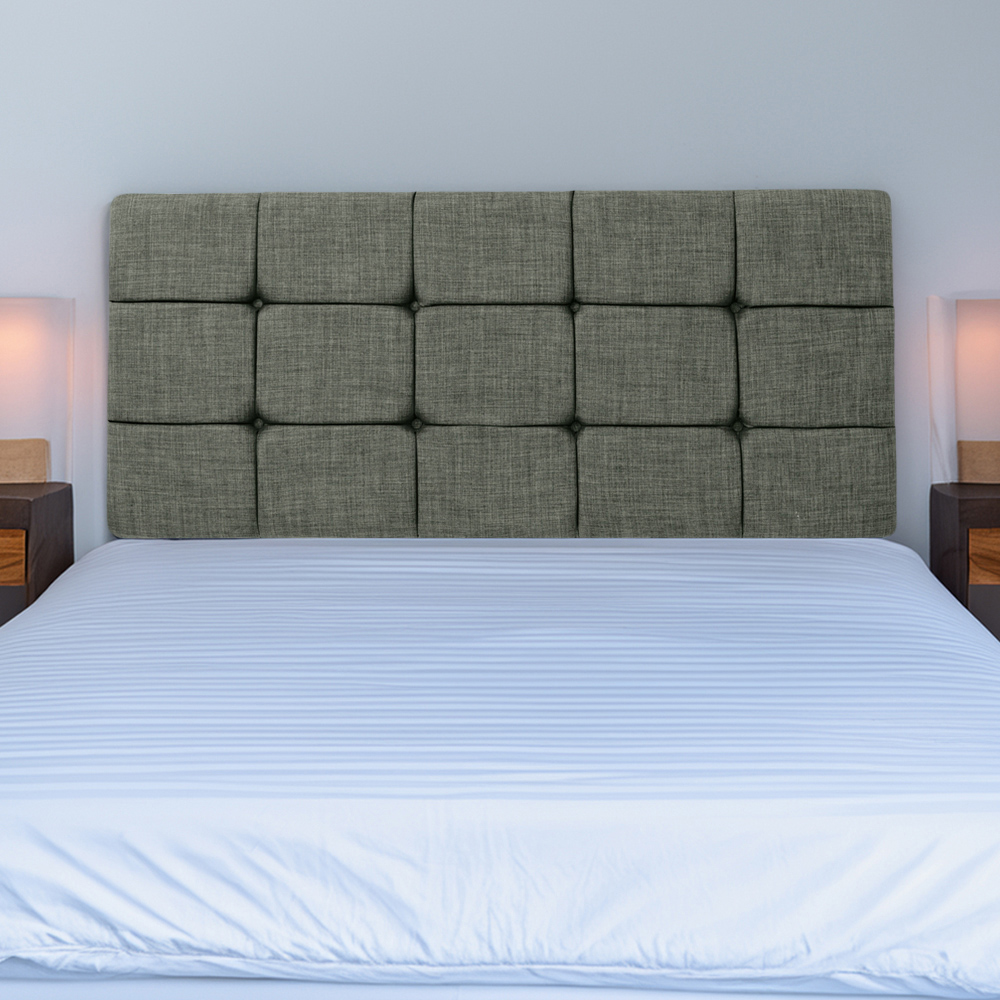 Bedmaster Double Charcoal Linen Pearl Squared Headboard Image 1