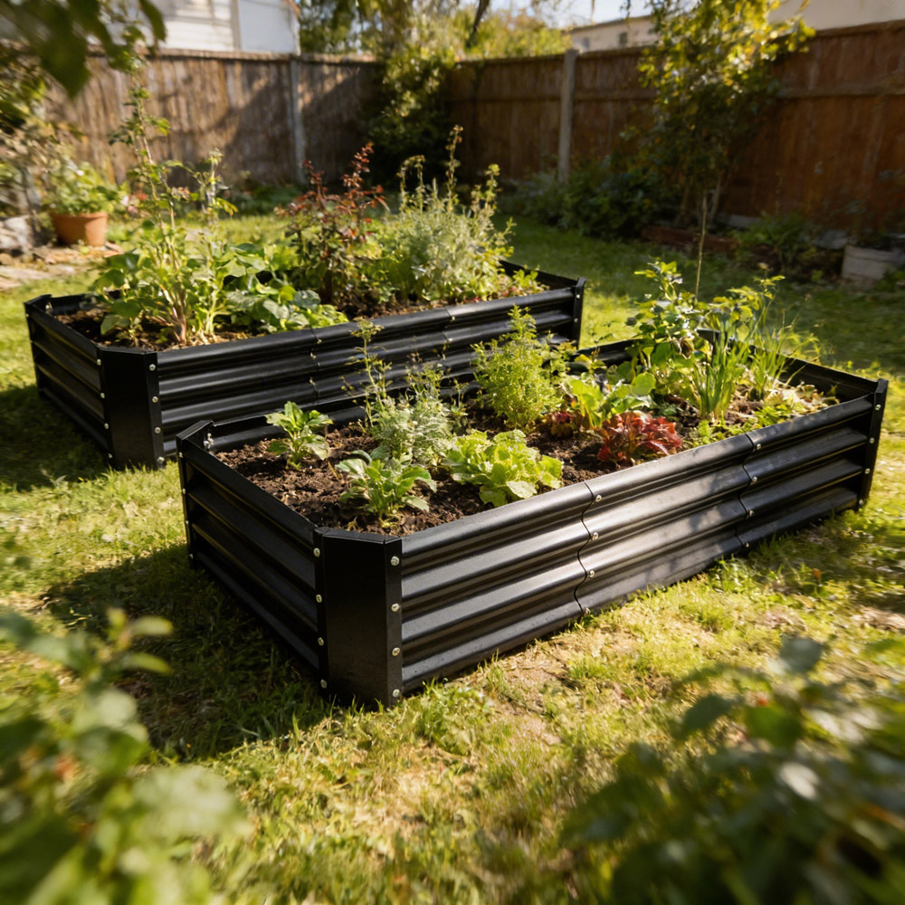 Harbour Housewares Anthracite Rectangle Galvanised Steel Raised Garden Bed 180 x 90cm 2 Pack Image 4