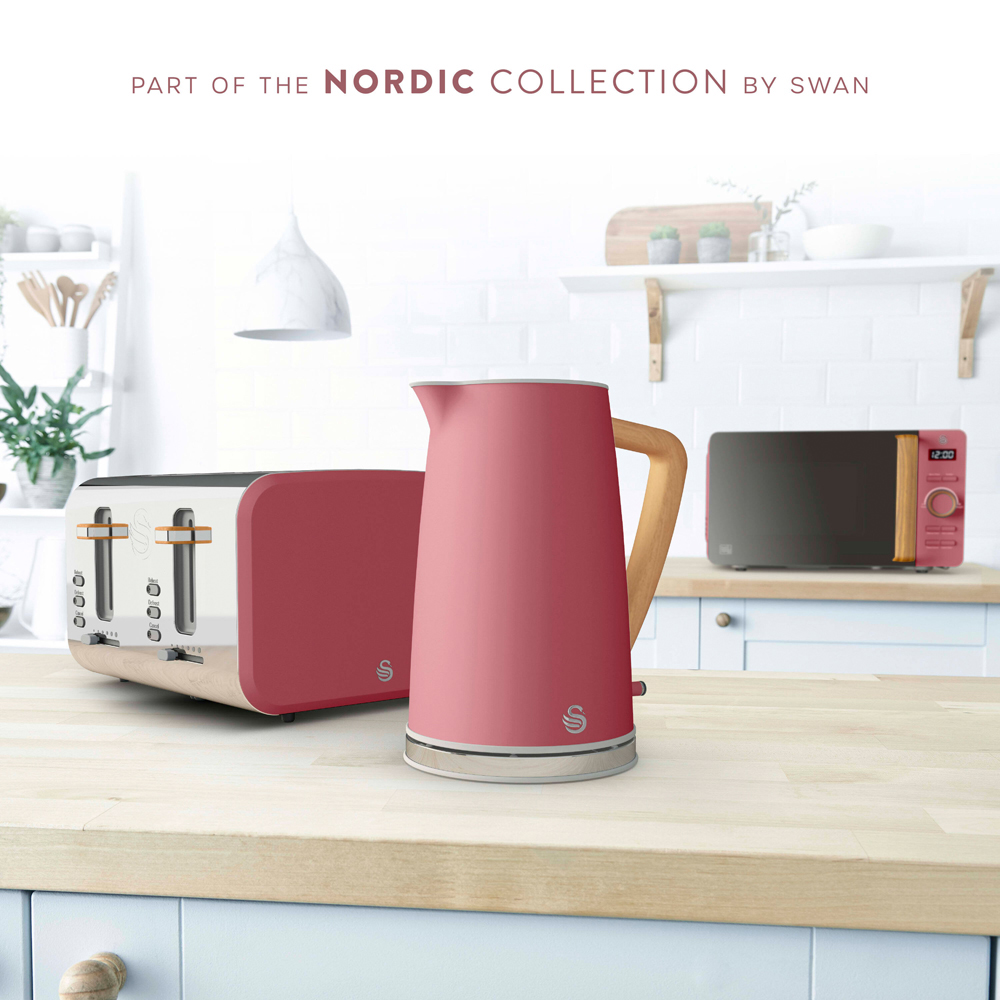 Swan Nordic EEJB332 Fuchsia 4 Slice Toaster and 1.7L Cordless Kettle Set Image 6