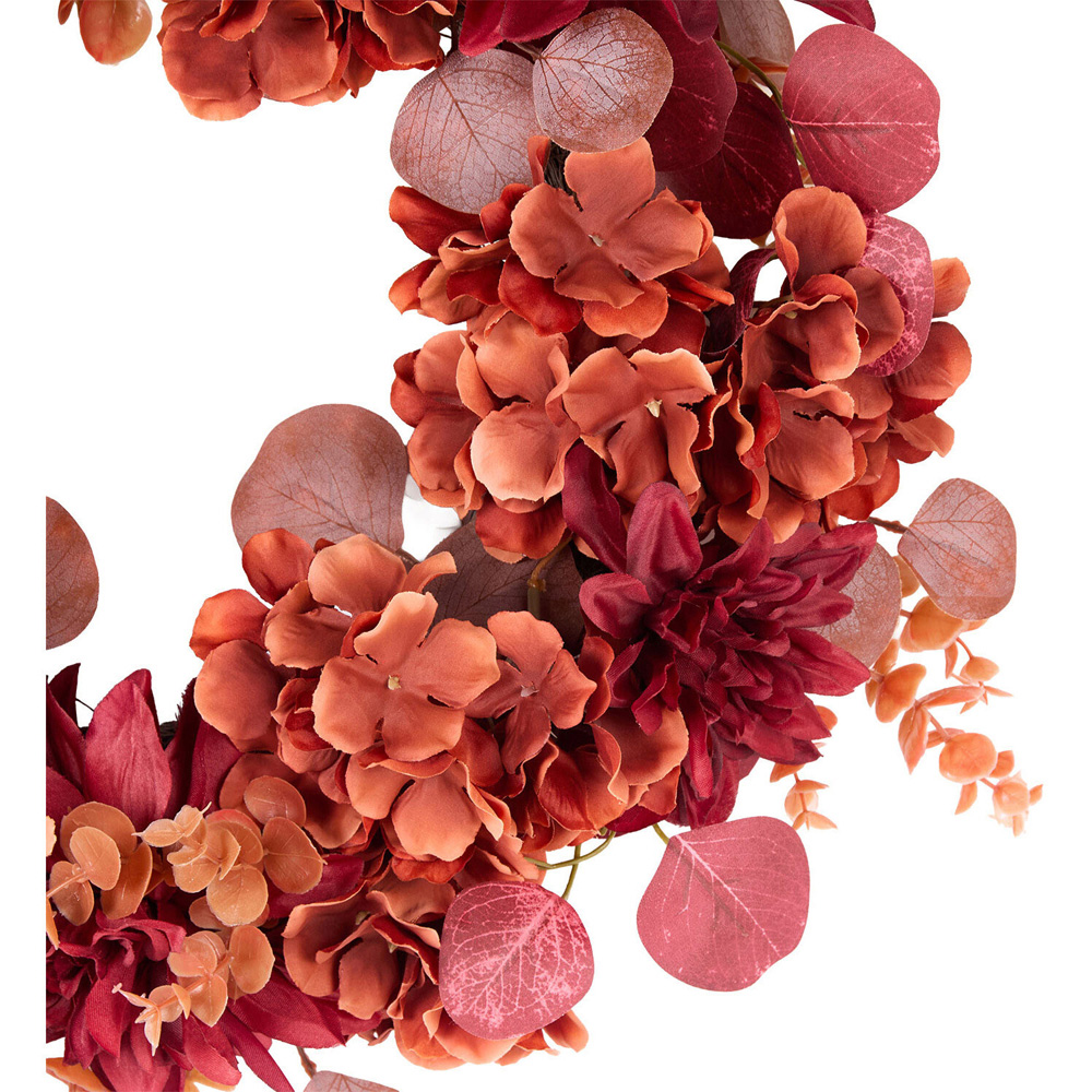 Autumn Hydrangea and Dahlia Wreath Burnt Orange Image 3