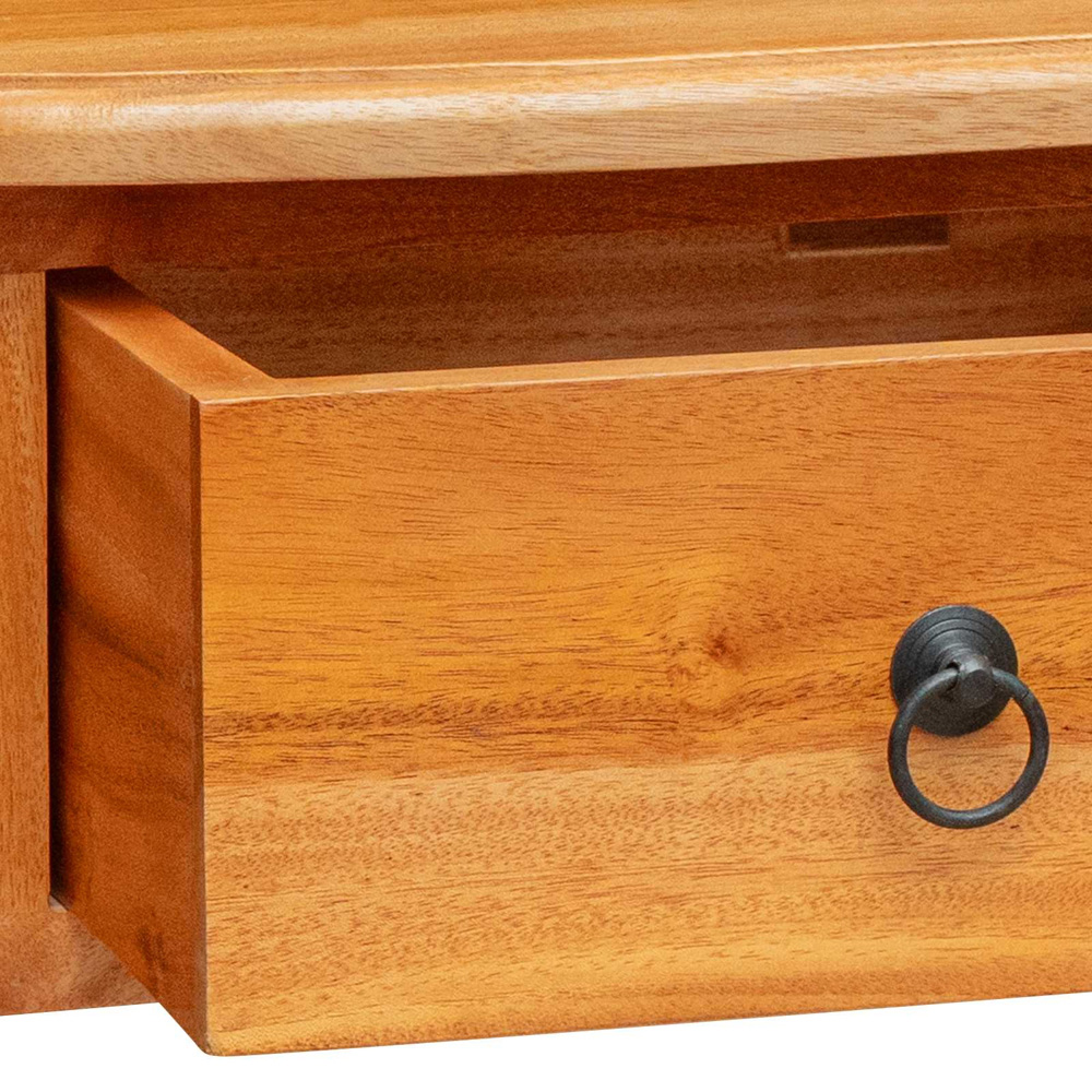 vidaXL 2 Drawer Single Shelf Natural Solid Mahogany Wood Console Table Image 8