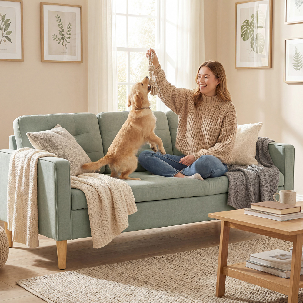 Portland 3 Seater Light Grey Snow Flannel Sofa with Storage Image 3