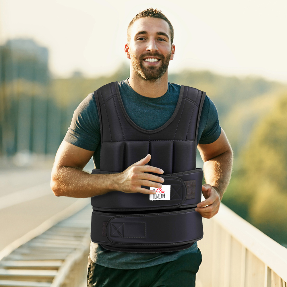 HOMCOM Black Adjustable Metal Sand Weight Vest 10kg Image 2