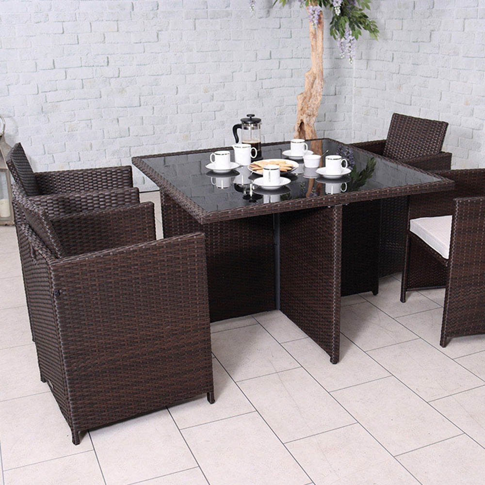 Royalcraft Nevada 4 Seater Cube Dining Set Brown Image 1