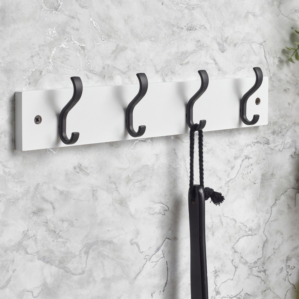 Headbourne Black and White 4 Hook Coat Rail Image 2