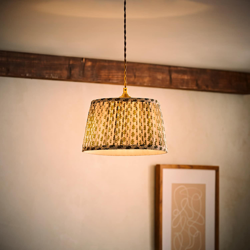 ValueLights Grange Green Floral Pleated Small Pendant Shade Image 6