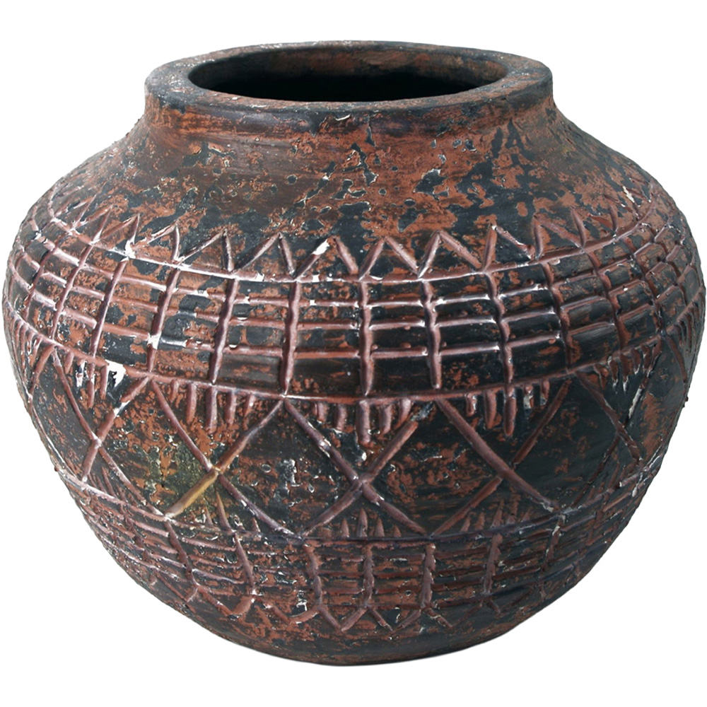 Leaf Aztec Vase Fibreglass Composite Indoor Planter 23 x 30cm Image 1