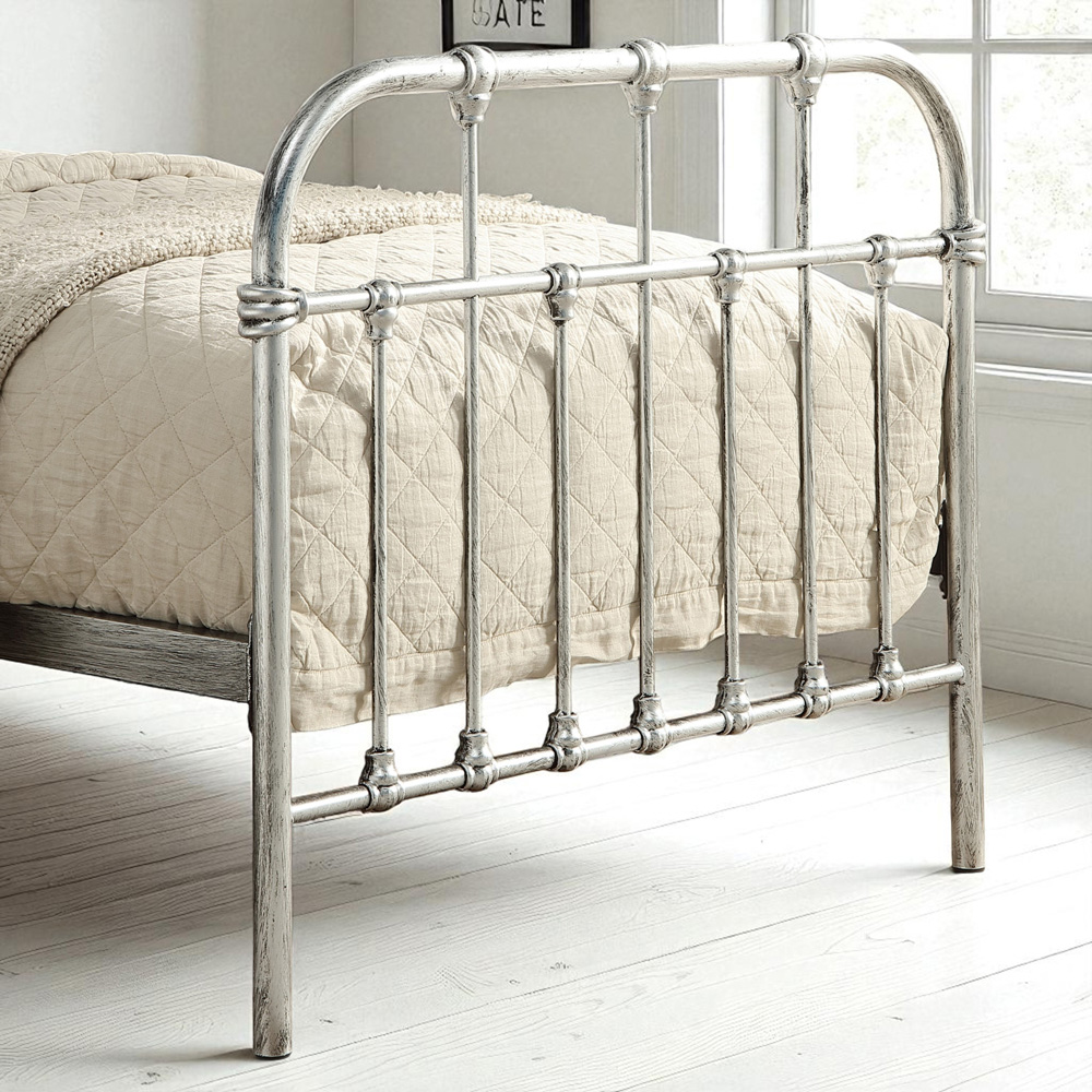 OAT Home Camden Single Distressed Silver Metal Bed Image 4