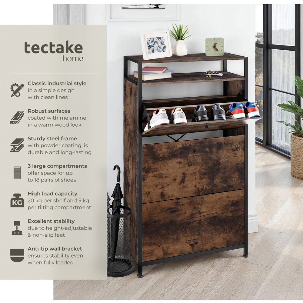 tectake 3 Tilt Drawer Dark Wood Slim Rack 32 x 61 x 130cm Image 6