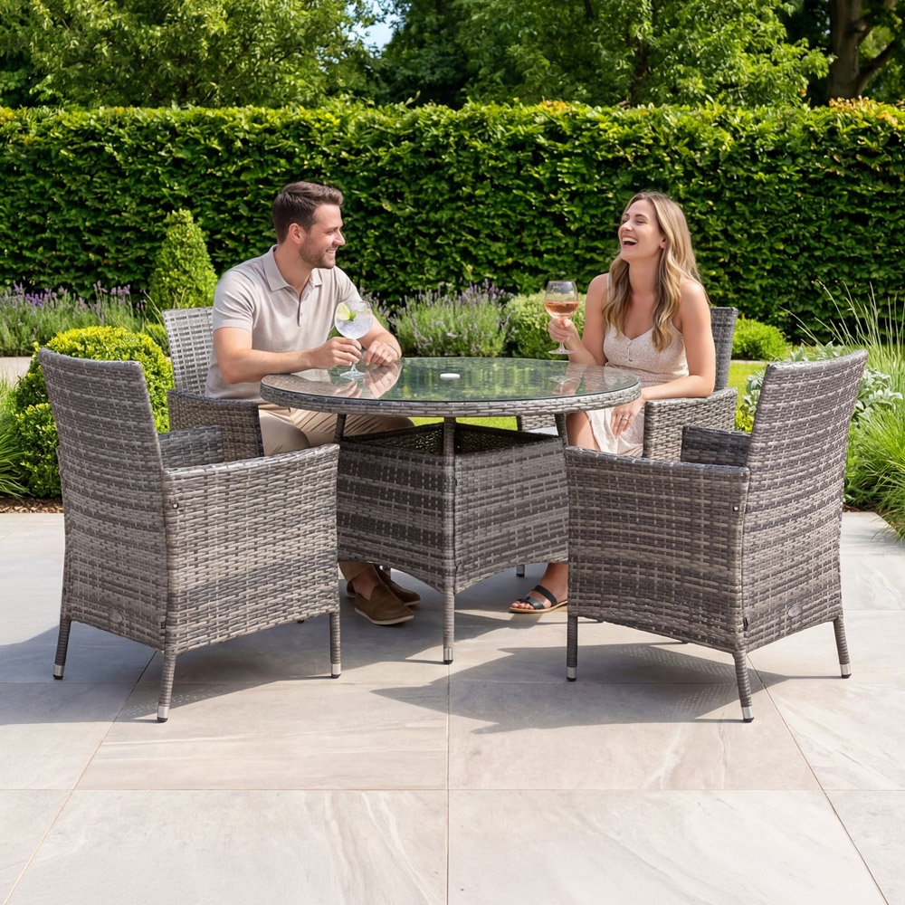 Charles Bentley 4 Seater Rattan Dining Set Grey Image 8