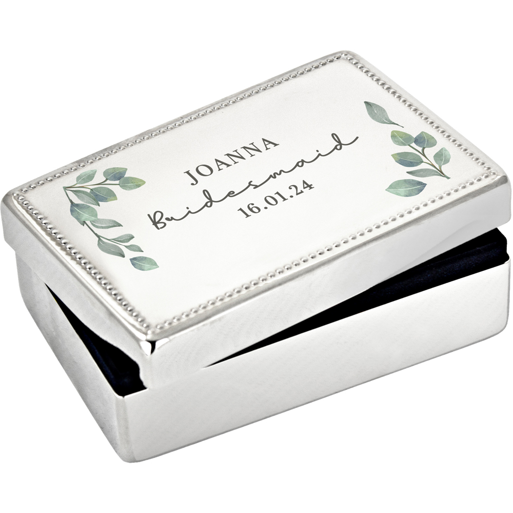 Personalised Memento Personalised Botanical Rectangular Jewellery Box Image 1