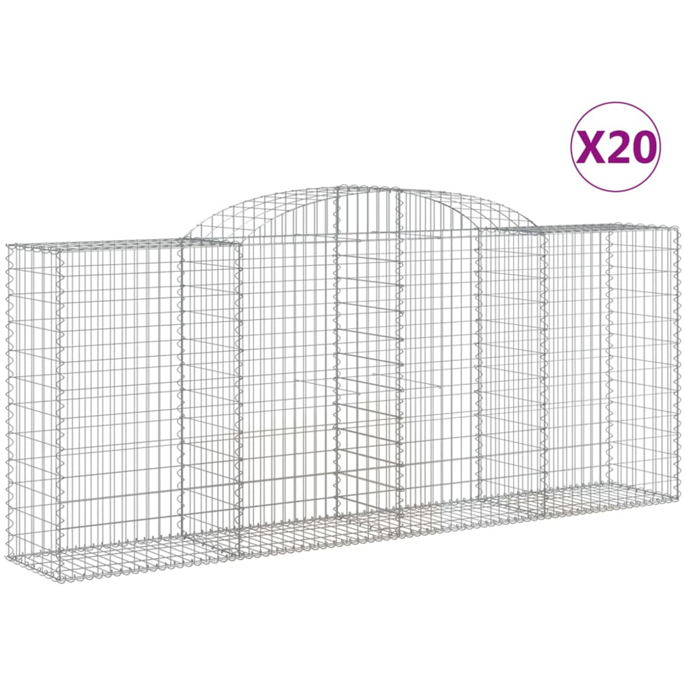 vidaXL Silver Galvanised Iron Arched Gabion Basket 300 x 50 x 120/140cm 20 Pack Image 4