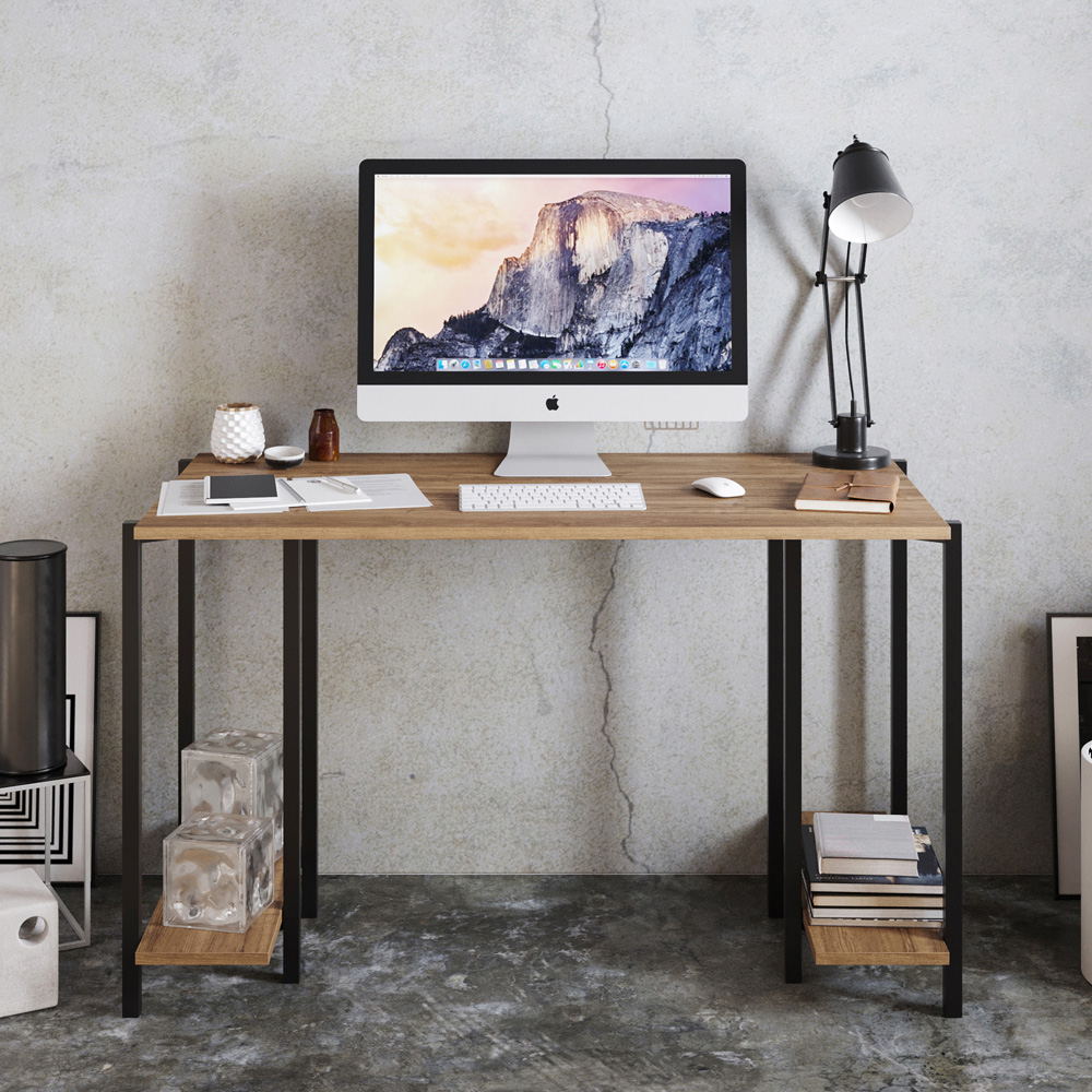 Decorotika Reader 2 Shelf Computer Desk Black and Walnut Image 3