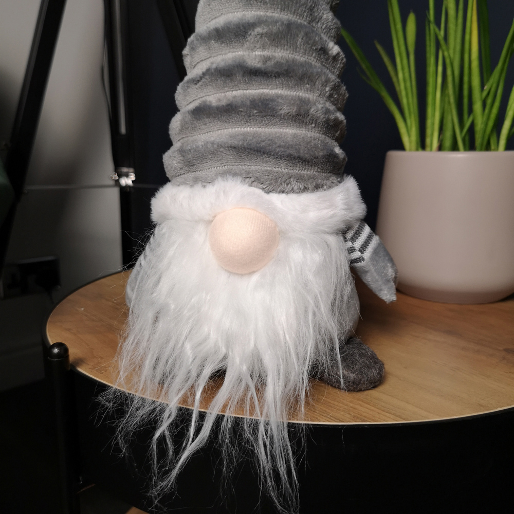 Samuel Alexander Grey Plush Sitting Gonk Christmas Decoration with Grooved Hat 40cm Image 3