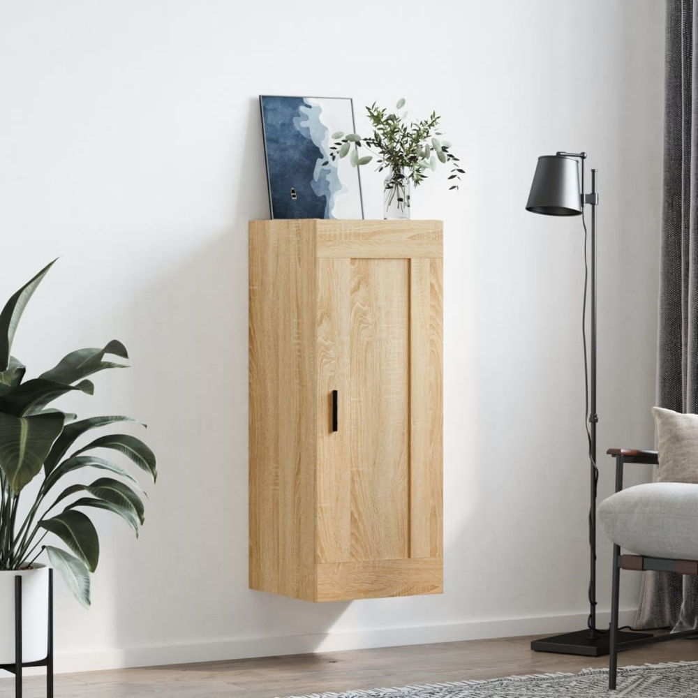 vidaXL Single Door Brown Sonoma Oak Wall Mounted Cabinet Image 9