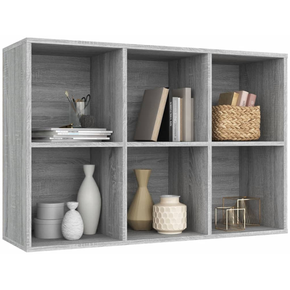 vidaXL 6 Shelf Grey Sonoma Bookcase Image 5
