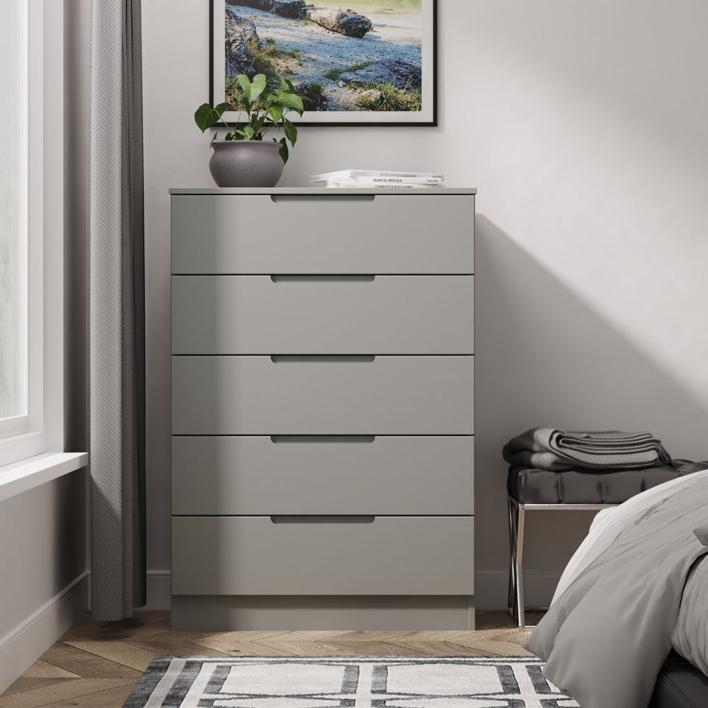 Crowndale Milan 5 Drawer Dusk Grey Chest of Drawers Ready Assembled Image 7