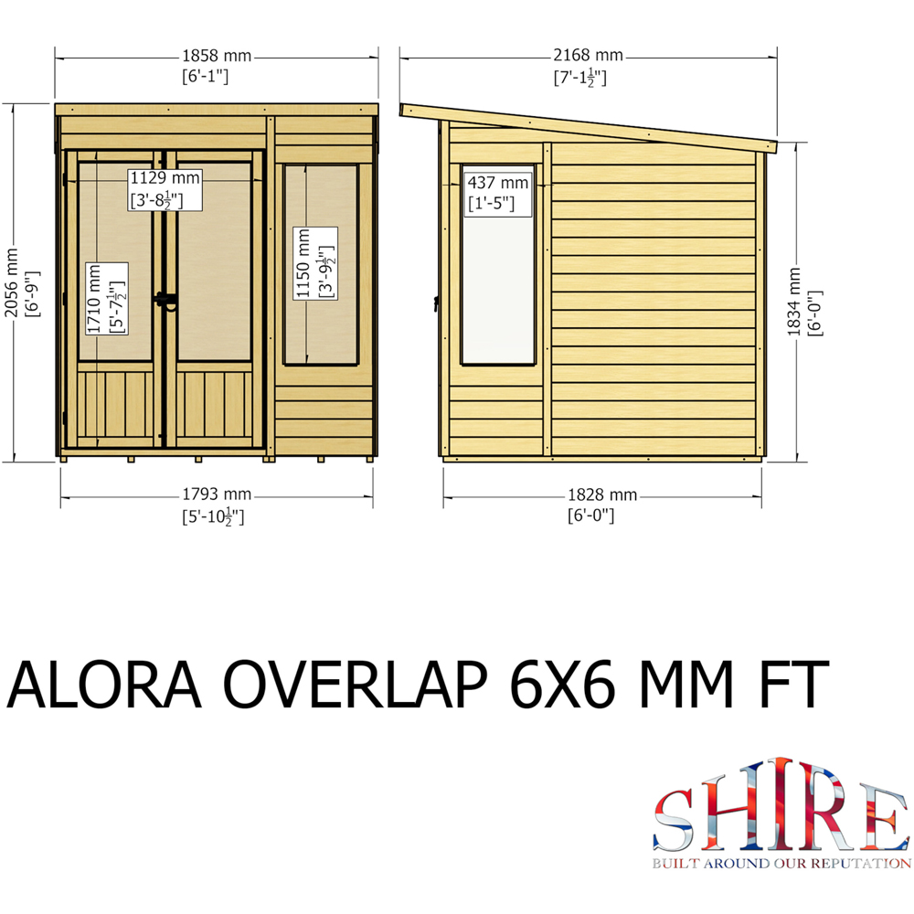 Shire Alora 6 x 6ft Overlap Pent Garden Summerhouse Image 9