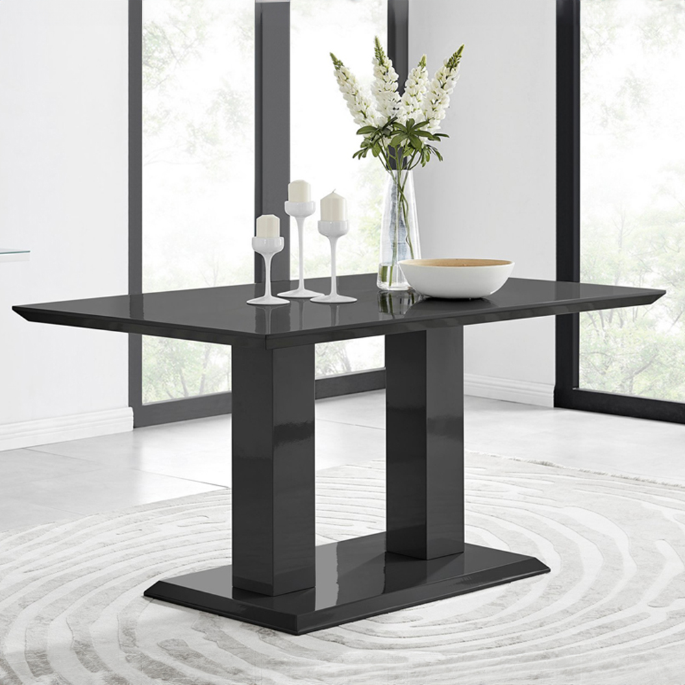 Furniturebox Molini Cesano 6 Seater Dining Set Black Gloss Image 2