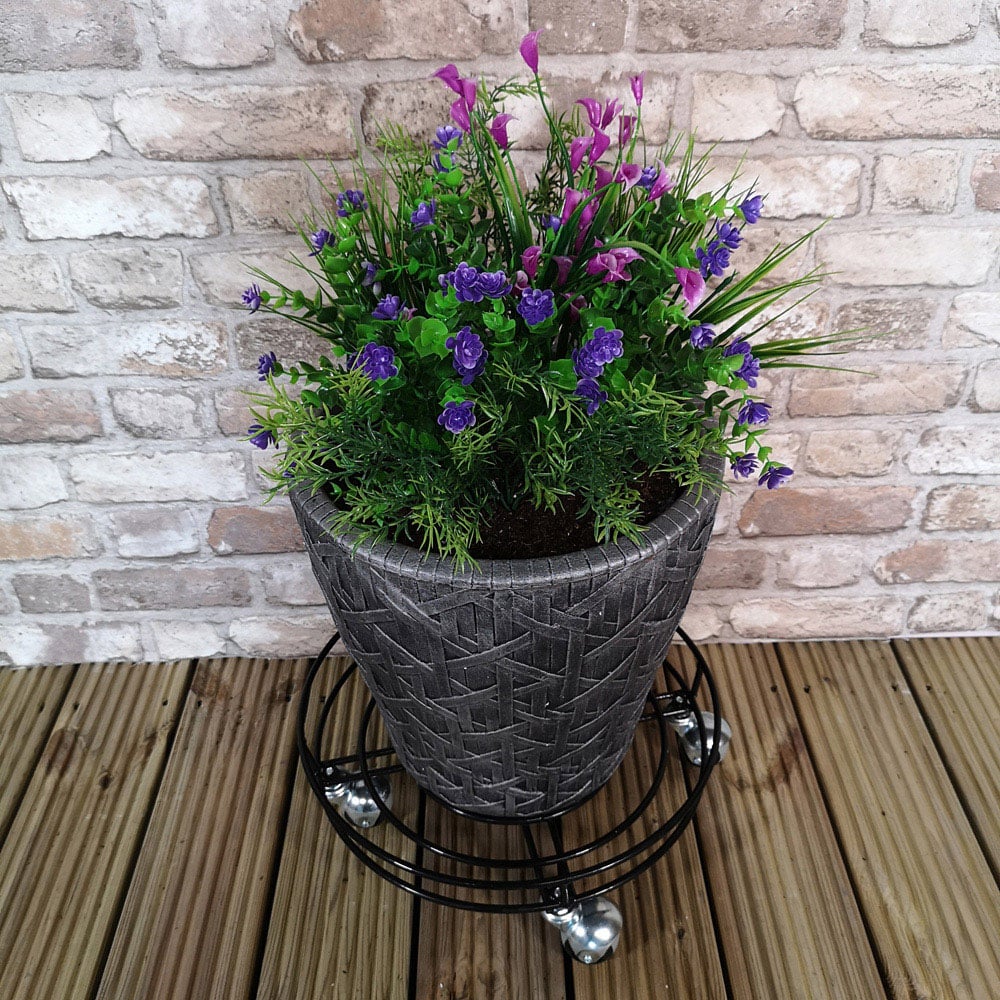 Samuel Alexander Black Heavy Duty Metal Garden Pot Stand 27cm Image 2