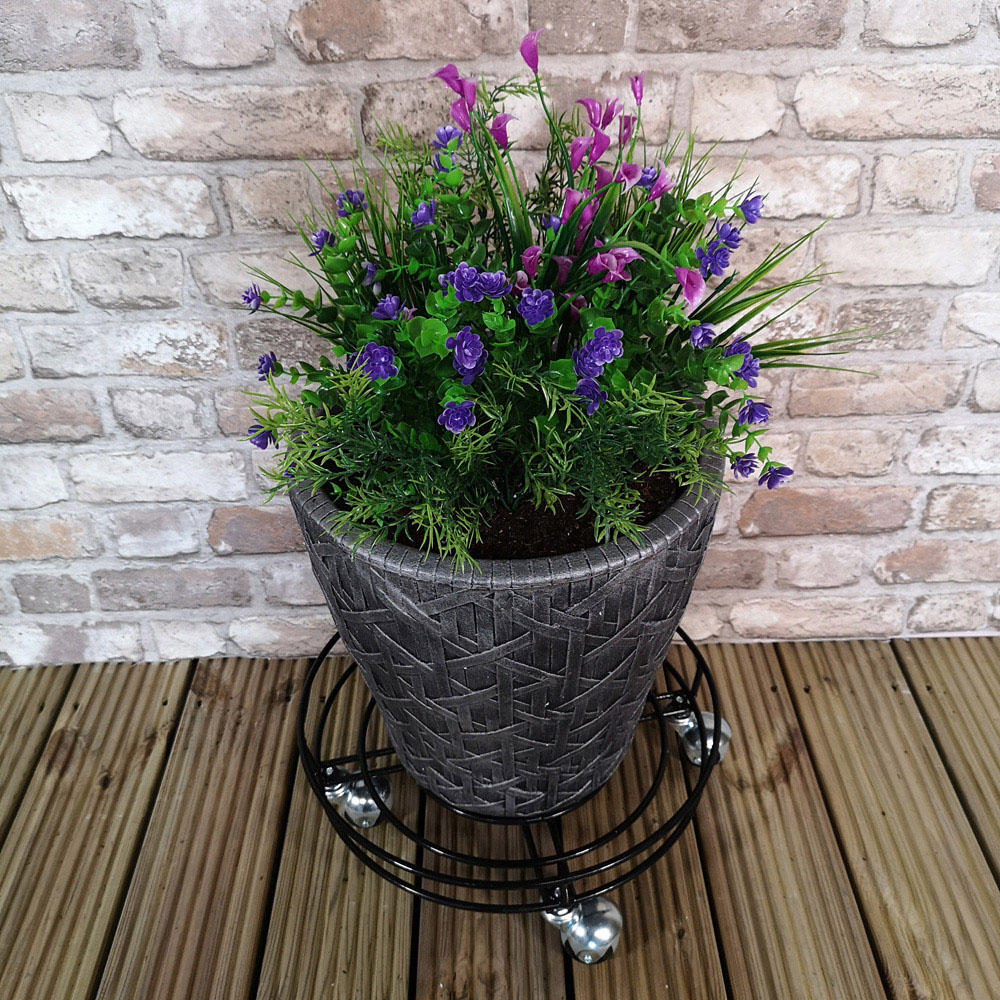 Tom Chambers Black Heavy Duty Metal Round Garden Pot Stand 32cm Image 2