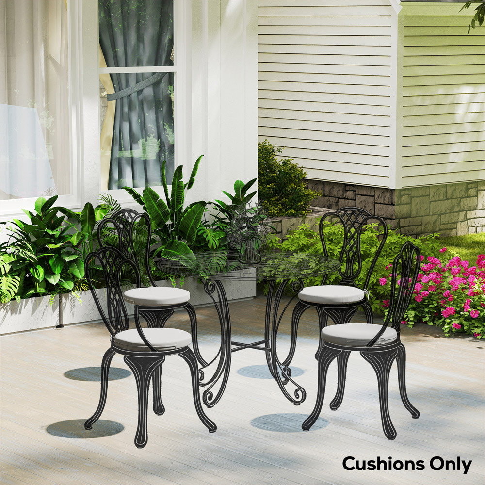 Outsunny Light Grey Bistro Chair Cushion 41cm 4 Pack Image 2