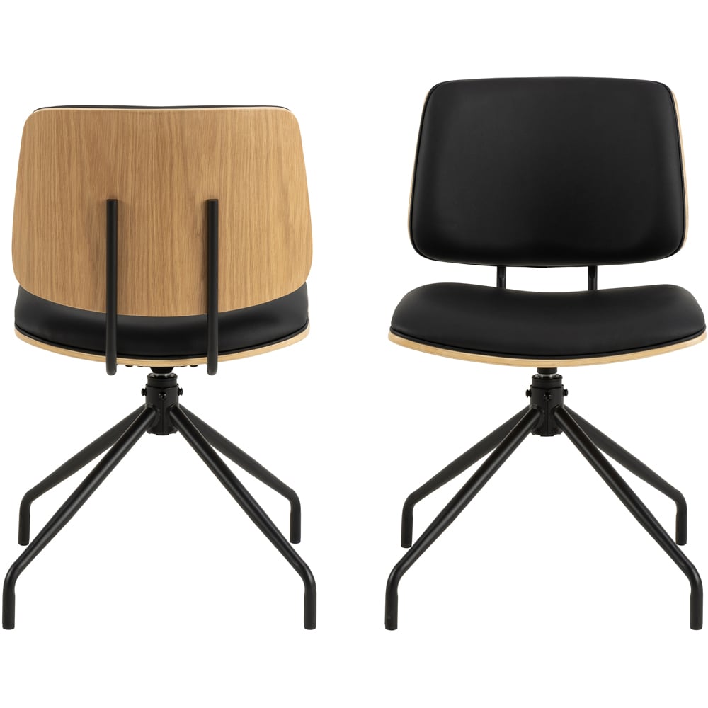 Florence Owen Set of 2 Matt Black Swivel Dining Chair Image 3