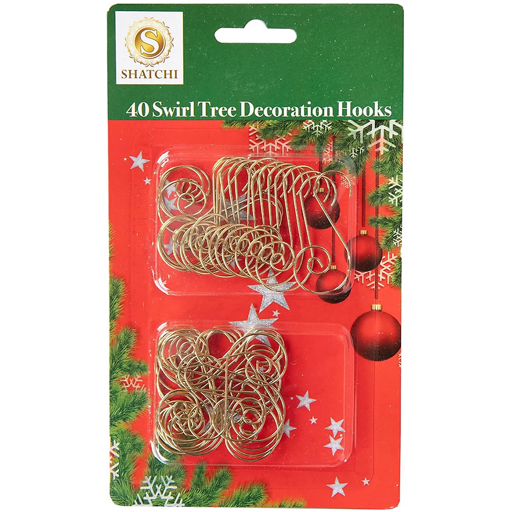 Shatchi Gold Swirl Tree Decoration Hooks 40 Pack Image 1