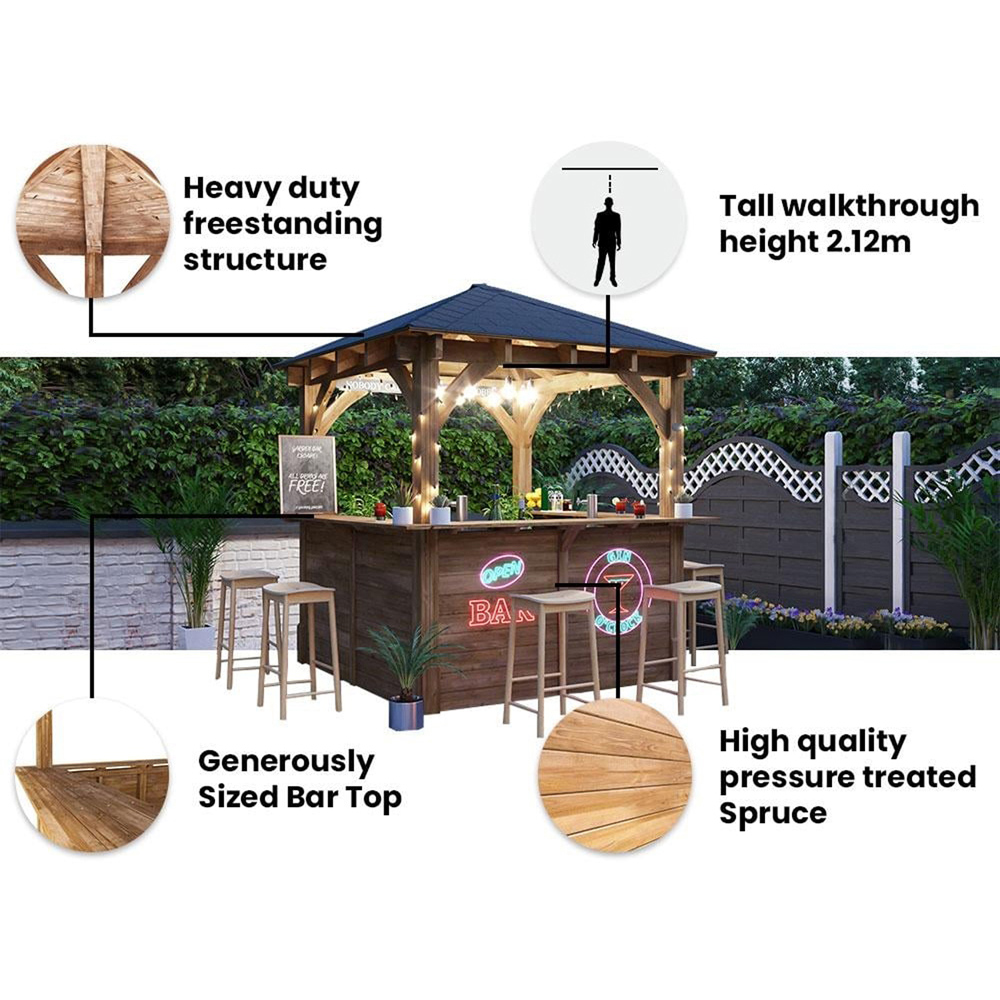 Dunster House Leviathan 2.5 x 2.5m Brown and Black C Bar Garden Gazebo with Roof Shingles Image 4