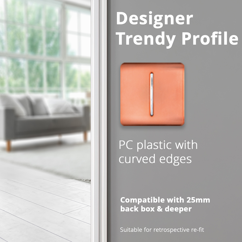 Trendi Switch 1 Gang 1 or 2 Way Copper Rocker Light Switch 2 Pack Image 5