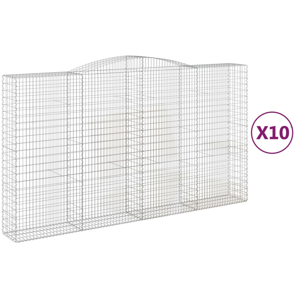 vidaXL Silver Galvanised Iron Gabion Basket 400 x 50 x 220/240cm 10 Pack Image 4