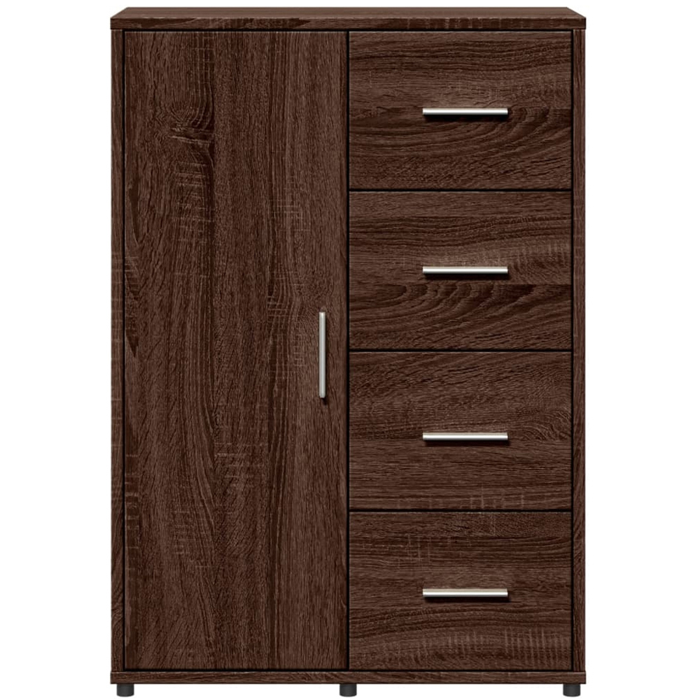 vidaXL Single Door 4 Drawer Brown Oak Sideboard Image 3