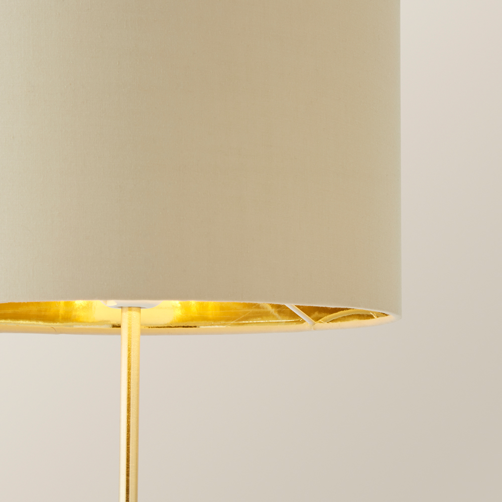 ValueLights Charlie Metallic and Natural Shade Gold Table Lamp and Bulb Image 3