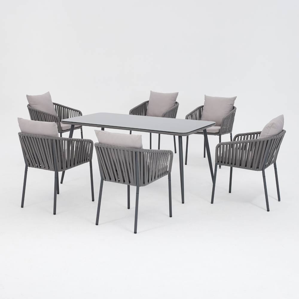 Home Detail Fiji 6 Seater Garden Dining Set Grey Image 2