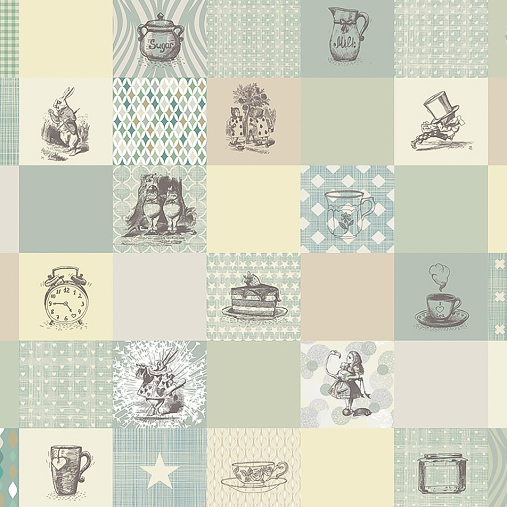 Origin Murals Alice in Wonderland Retro Illustrations Multicolour Wall Mural Image 2