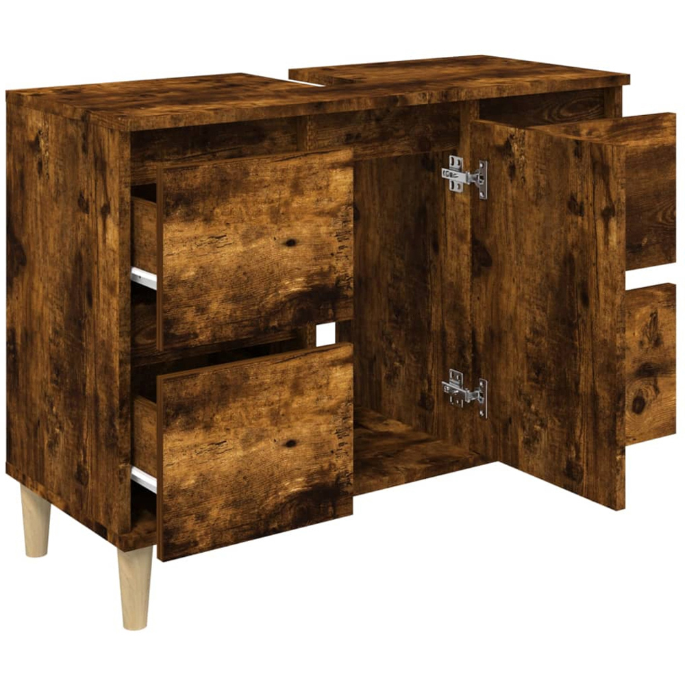 vidaXL Single Door 4 Drawer Smoked Oak Washbasin Cabinet Image 5