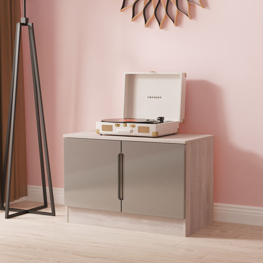Crowndale Milan 2 Door Grey Gloss and Grey Oak Compact Storage Unit Image 7