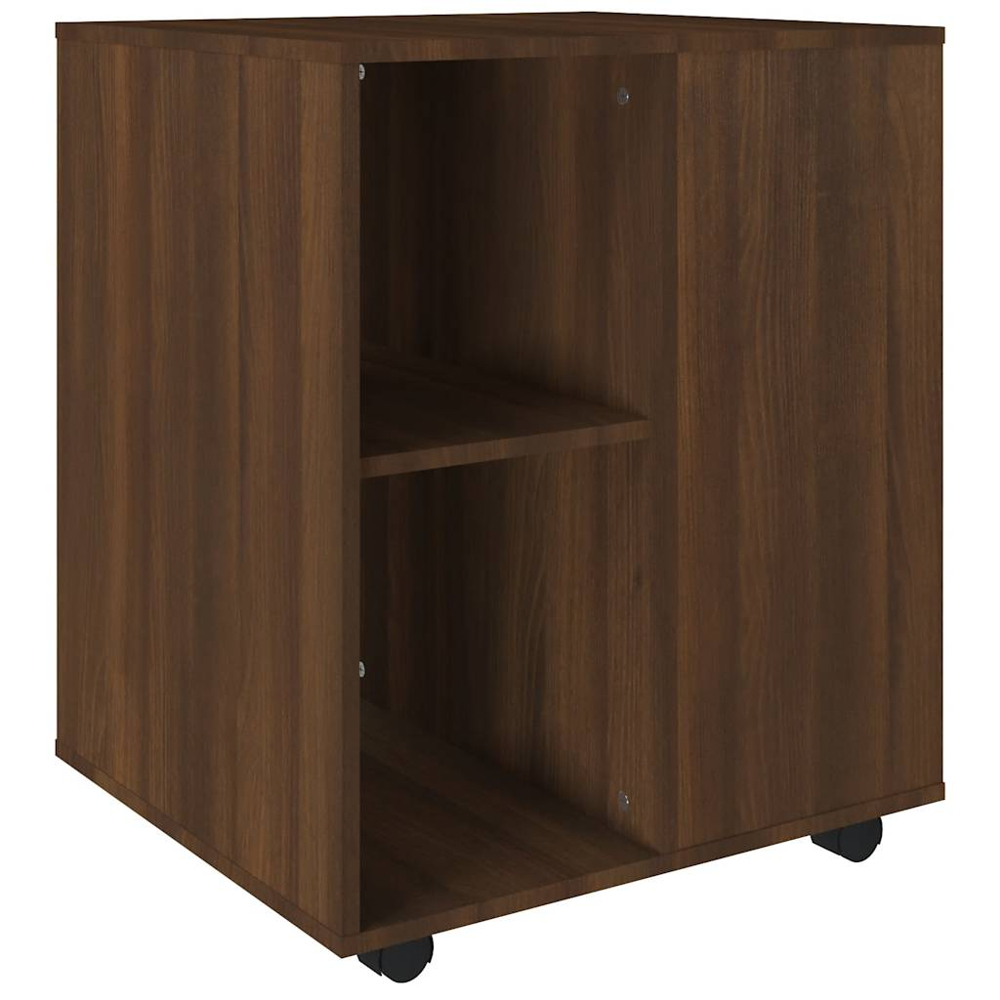 vidaXL 5 Shelf Brown Oak Rolling Cabinet Image 2