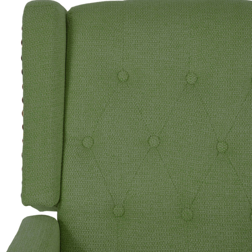 Living and Home Green Chenille Pushback Recliner Chair with Footstool Image 5