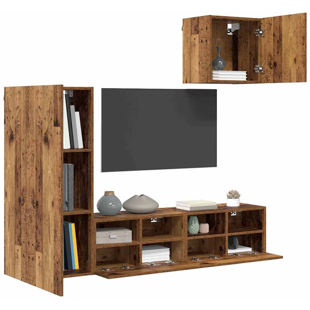 vidaXL 4 Door Old Wood Wall Mounted TV Unit Image 3