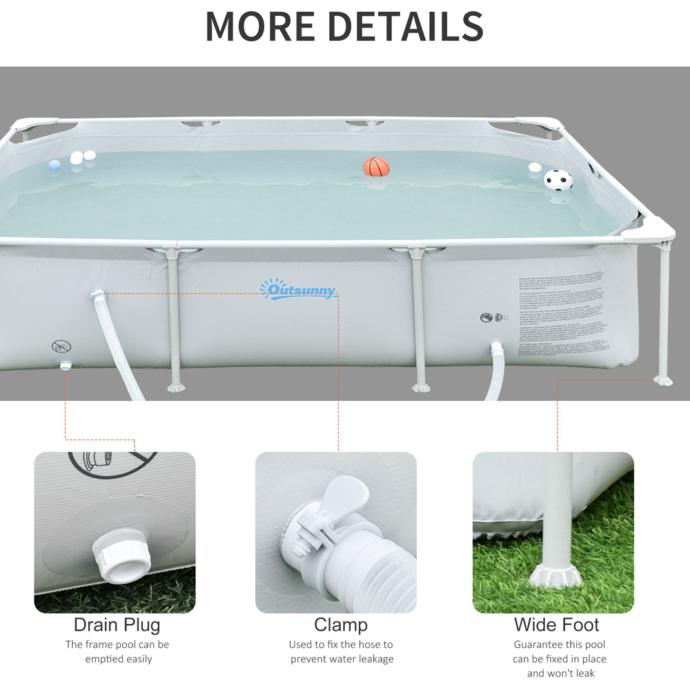 Outsunny Grey Steel Pool with Filter Pump and Cartridge Image 6