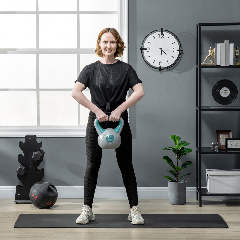 SPORTNOW Light Blue and Grey Kettlebell with Handle 10kg Image 2