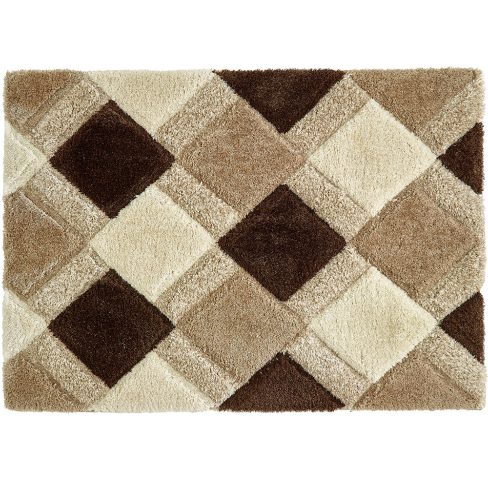 Origins Beige 3D Geo Shaggy Carved Rug 60 x 110cm Image 1
