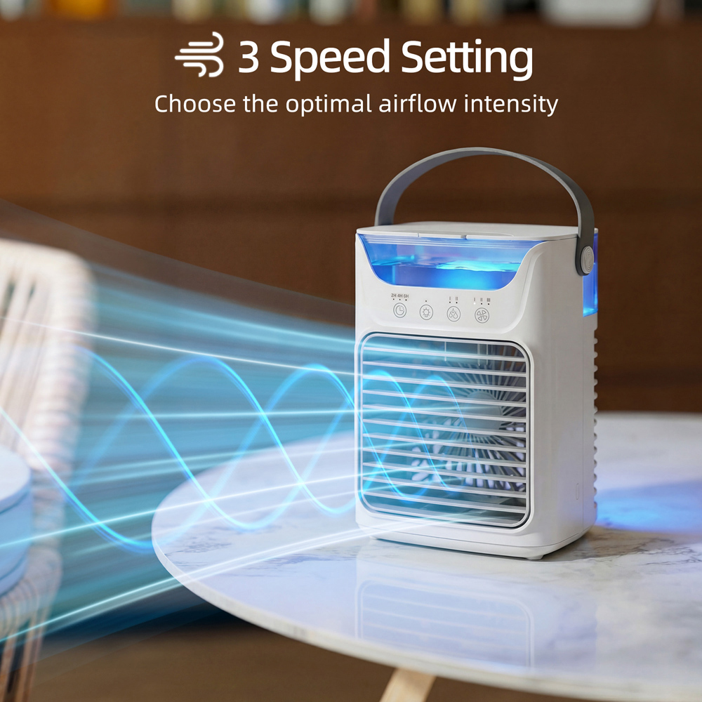HOMCOM Grey Adjustable Head Desk Fan with Humidifier and Aroma Diffuser ...
