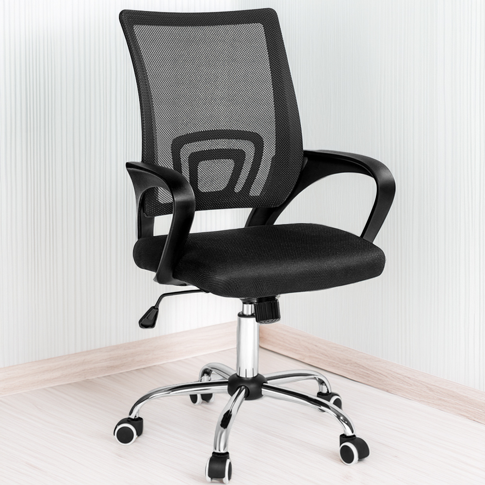 tectake Marius Black Padded Office Chair Image 1