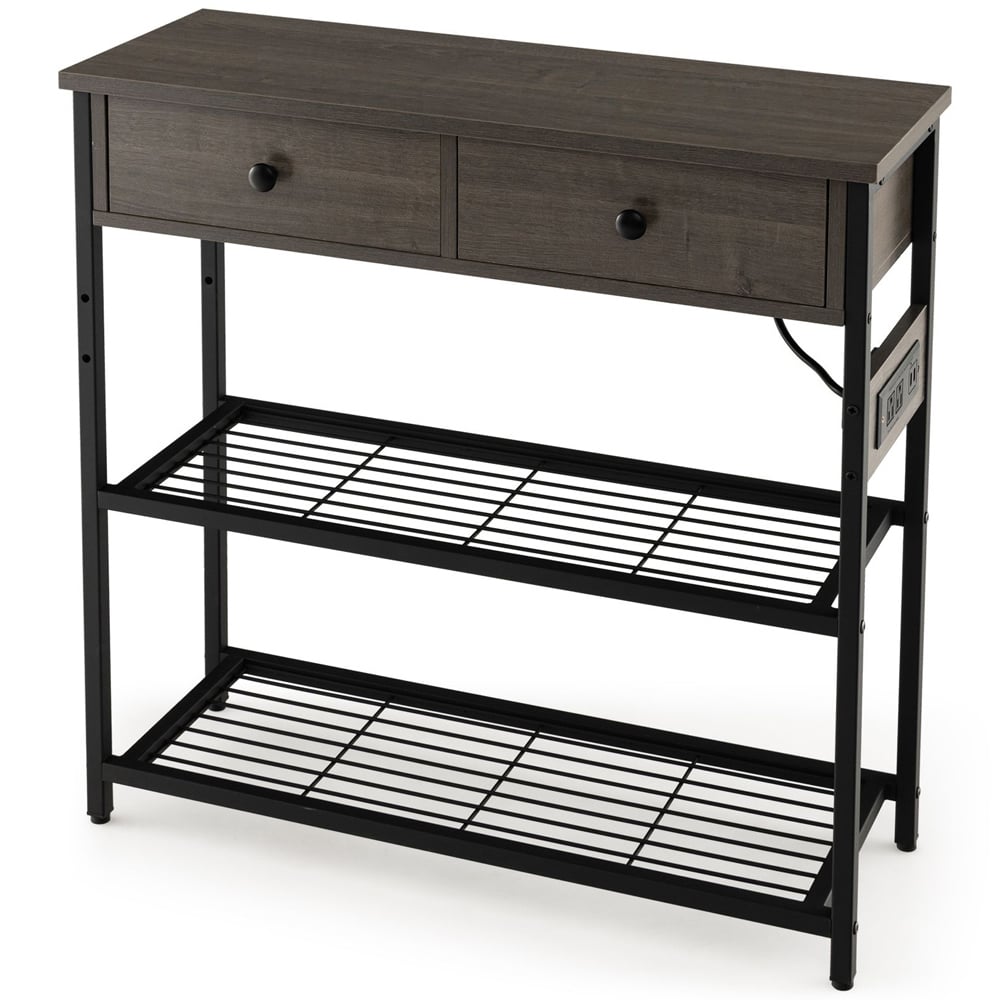 Costway Grey Entryway Narrow Console Table Image 2