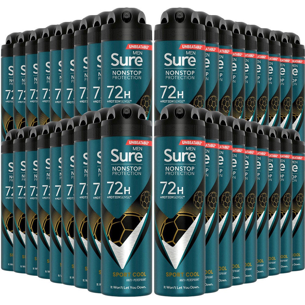 Sure Men Sport Cool 72H Nonstop Protection Anti-Perspirant Deodorant 150ml 36 Pack Image 1